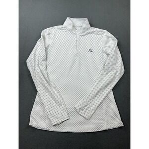 Rhoback Pullover Womens Small White Polka Dot 1/4 Zip Golf Stretch Top Athletic